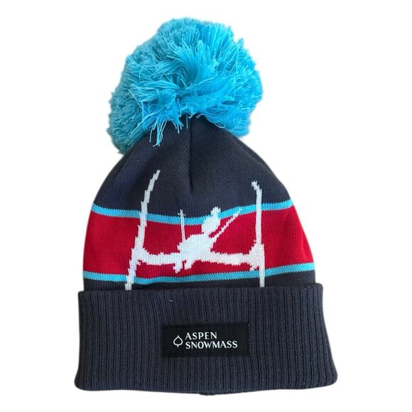 Aspen Snowmass Youth A/S‎ Makaha Beanie Navy/Red - Picture 1 of 8